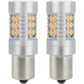 Auto-moto AMIO 2 ks LED žárovka 12V-24V 21 W BAU15s oranžová CANBUS