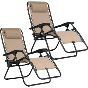 Zahradní stůl Sofotel 286303 Zahradní skládací lehátko s polštářkem ChillWell, sada 2 ks, béžové