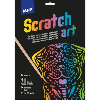 Škrabací obrázek šablona A4 Pes 21x29cm + 2 listy