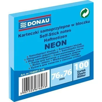 Blok Samolepicí bloček 76 x 76 mm - neonově modrý 100 listů