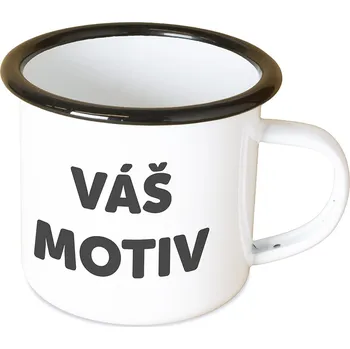 Plecháček s vlastním potiskem 360 ml, černý lem – Od Máry Rychlá výroba do 2 dnů - kvalitní potisk