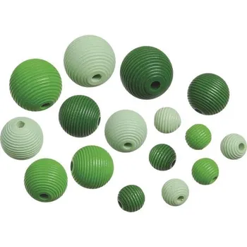 Výtvarná sada Dřevěné korálky mix - zelená 20 ks