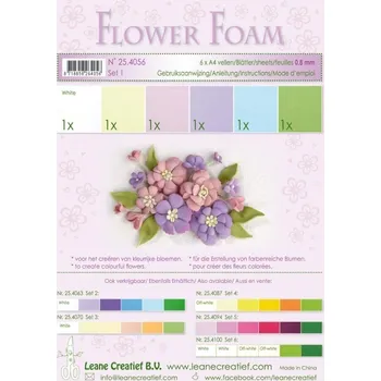 Flower Foam Speciální pěnová guma A4 - pastelové barvy 6 ks