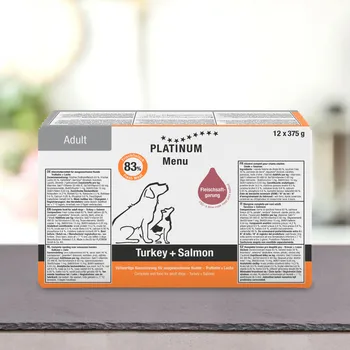 Platinum Natural Menu Turkey & Salmon - Krocan & Losos 375 g - 12 ks
