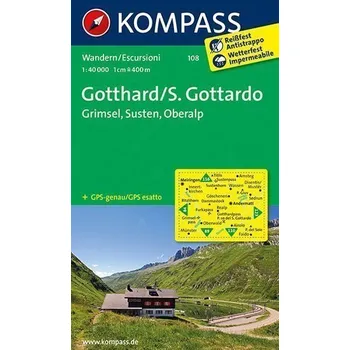 Gotthard/S. Gottardo, Grimsel, Susten, Oberalp 1:40 000 / turistická mapa KOMPASS 108