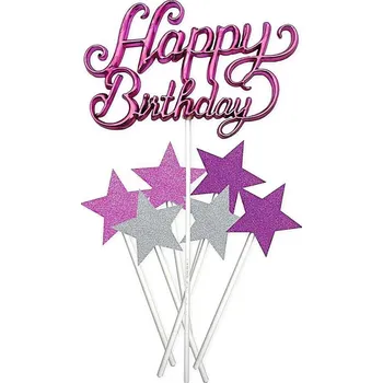 Vánoční dekorace Alvarak Zápich Happy Birthday růžový