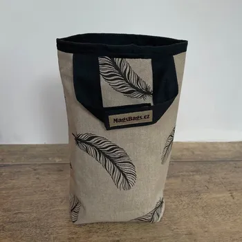 Odpadkový koš Odpadkový koš do auta - béžový s peříčky Magsbags.cz