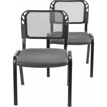 2x stohovatelná konferenční židle s textilním polstrovaným sedákem, šedá