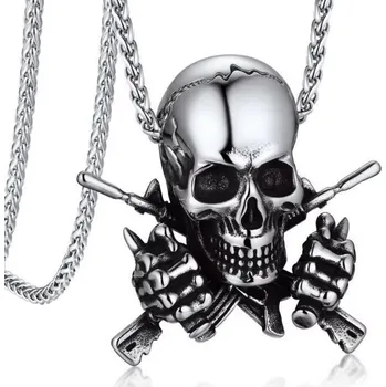 Řetízek Náhrdelník s lebkou ocelový