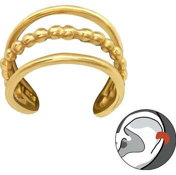 Náušnice Atreya Stříbrná zlacená záušnice Trojitá s kuličkami