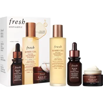 Pleťové sérum fresh Renew & Repeat fresh Black Tea Renewal Serum omlazující regenerační sérum 30 ml + fresh Black Tea Advanced Age Renewal Cream hydratační krém proti stárnutí 30 ml + fresh Kombucha Facial Treatment Essence pleťová esence s antioxidačním účinkem 150 ml
