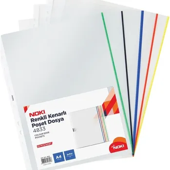 Obálka PP U-kapsa A4, barevný okraj, 5 barev, 25 ks