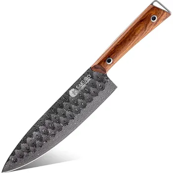 Kuchyňský nůž Šéfkuchařský nůž z damaškové oceli SaKuRo Rosewood 20,3 cm