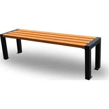 Zahradní lavice Pevná venkovní lavička bez opěradla do parků a veřejných prostor, ocel / dřevo, 162 cm