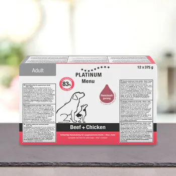 Platinum Natural Menu Beef + Chicken - Hovězí & Kuře 375 g - 12 ks