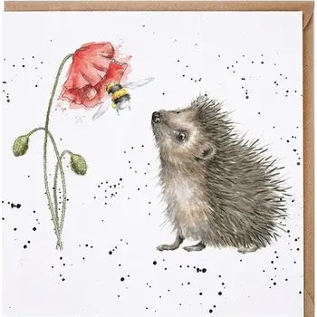 Přání 15 x 15 cm "Busy as a Bee" Wrendale Designs - ježek a včelka