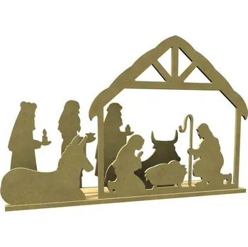 Dřevěná dekorace k dozdobení Aladine - Betlém 50 x 34,5 x 9 cm