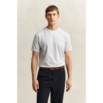 Pánské oblečení TRIČKO GANT 2 TONE PIQUE SS TSHIRT GREY MELANGE