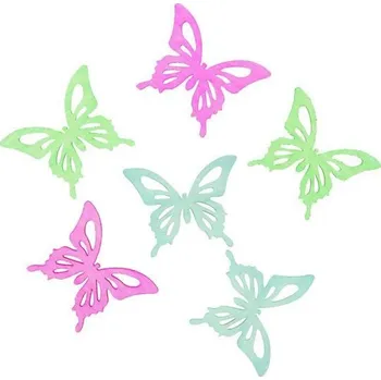 Výtvárné potřeby Dřevěné výseky 6cm - motýli zelený mix 6ks