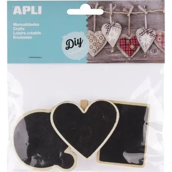 Kancelář APLI dřevěné kolíčky + popisovatelná destička - přírodní 3 ks