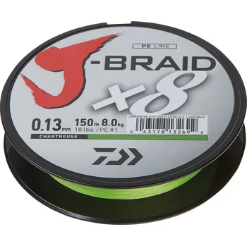 Daiwa J-Braid X8 Chartreuse, 0,16 mm/300 m