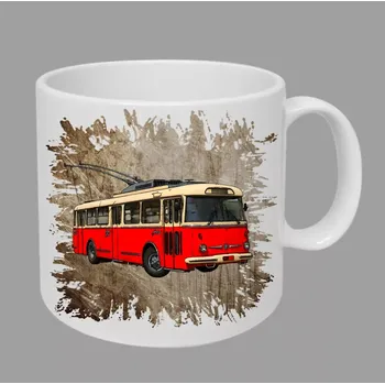 Moon River Škoda trolejbus hrnek s trolejbusem hnědý obsah 330 ml (hrneček autobus)