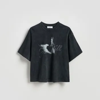 Reserved - Tričko boxy se sepraným efektem - tmavě šedá - 833JM-90X - 833JM-90X-L