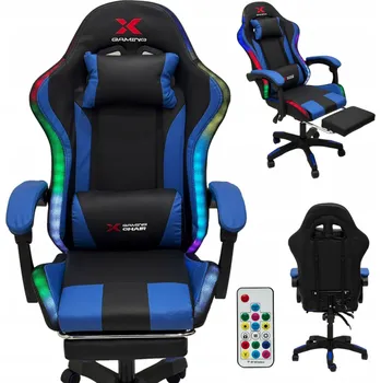 Herní židle Herní židle Xgaming LED s opěrkou nohou - černá a modrá