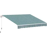 OUTSUNNY Stahovací markýza s klikou hliníková 395 x 245 cm zelnobílá