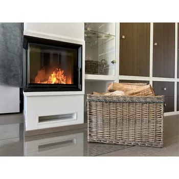 Vingo Koš na dřevo s uchy z provazu, hranatý Rozměry (cm): 50x32, v. 34