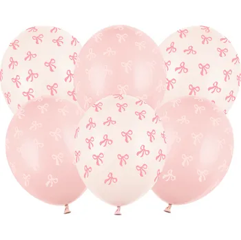Balónek Latexové balónky Bows pastel krémové a růžové 6 ks