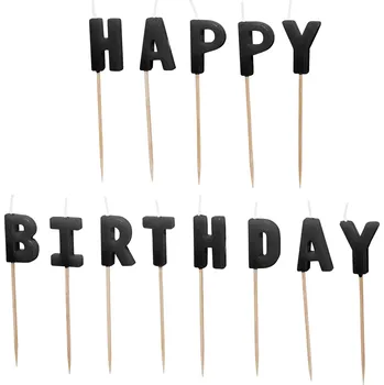Dortová svíčka Svíčky na dort Happy Birthday černé 13 ks