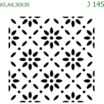 Plastová šablona pro malování - Strukturální vzory - Květiny v mřížce (J145) - A5 , Nelepící folie