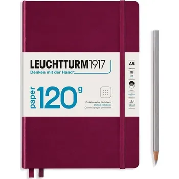 Blok Leuchtturm1917 Zápisník 120G Port Red A5 tečkovaný