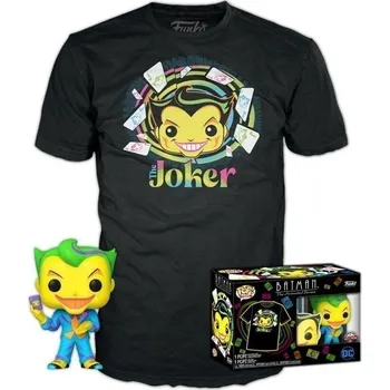 Figurka Funko POP & Tee: DC Comics - Joker BlackLight special edition (velikost trička L)