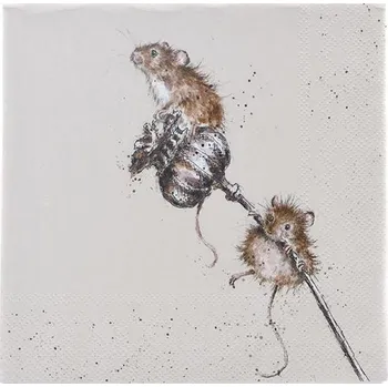 Party dekorace Koktejlové papírové ubrousky "Country Mice" Wrendale Designs, 24 x 24 cm - myška