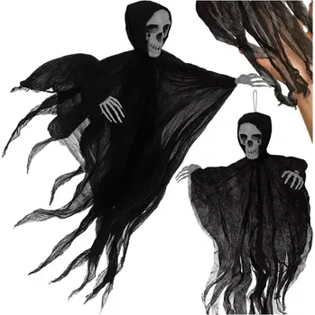 Velikonoční dekorace Závěsný kostlivec 70 cm - závěsna dekorace černá