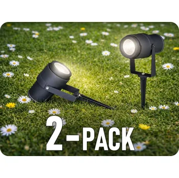 Venkovní osvětlení Zahradní zapichovací svítidlo 12W, 875lm, IP65, šedé/2-PACK! Neutrální bílá