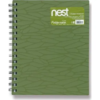 Blok Spirálový blok FolderMate Nest A5, linkovaný, 120 listů - olivově zelený