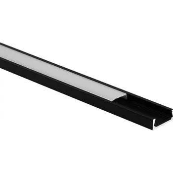 LED lišta Eco Light Profil N02 povrchová montáž černá + mléčné sklo 2m