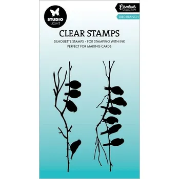 Volný čas Gelová razítka Studio Light, 2 ks - Ptáčci ve větvích, siluety