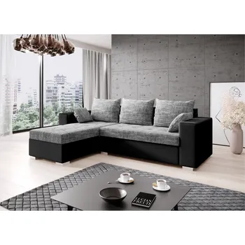 Sedací souprava Rozkládací rohová sedačka LUTOS L 245x152 šedá melír / černá