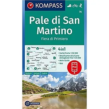Pale di San Martino, Fiera di Primiero 1:50 000 / turistická mapa KOMPASS 76