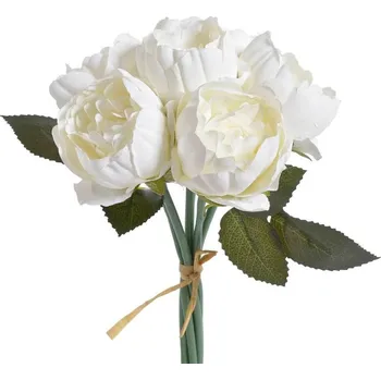umělá květina Umělá kytice Pivoněk 6 ks bílá 26 cm
