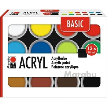 Marabu Sada akrylových barev Basic 12 x 18 ml