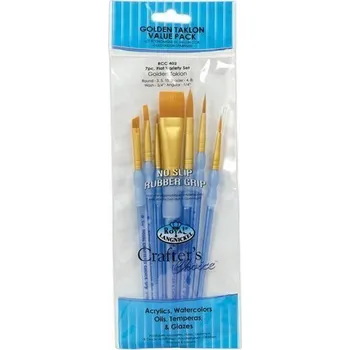 Royal & Langnickel Sada štětců GOLD TAKLON, 7ks (mix plochý,seříznutý,špičatý)