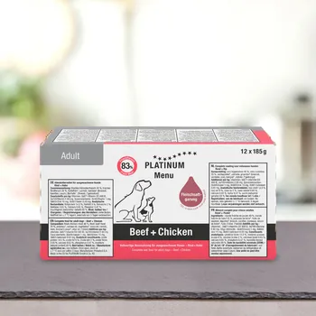 Krmivo pro psa Platinum Natural Menu Beef + Chicken - Hovězí + Kuře 185 g - 12ks
