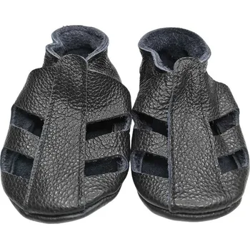 Capáčky EBOOBA Kožené capáčky s koženou podrážkou sandálky černé 0-6 měsíců Černá 18-19