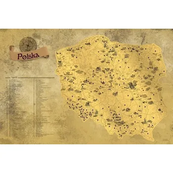 Cestování Stírací mapa Polska Deluxe - zlatá