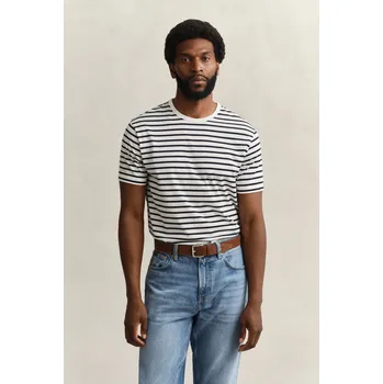 Pánské oblečení TRIČKO GANT PIMA STRIPE SS TSHIRT EGGSHELL